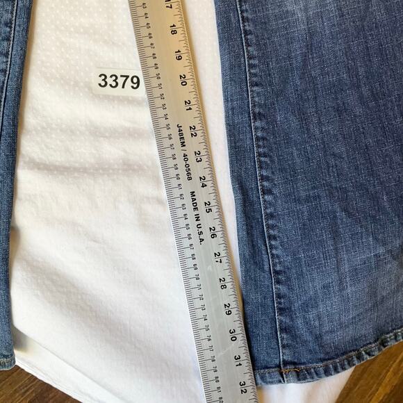 Seven 7 Women Flared Jeans size 30 Blue Low Rise Stretch Beaded - Picture 4 of 12